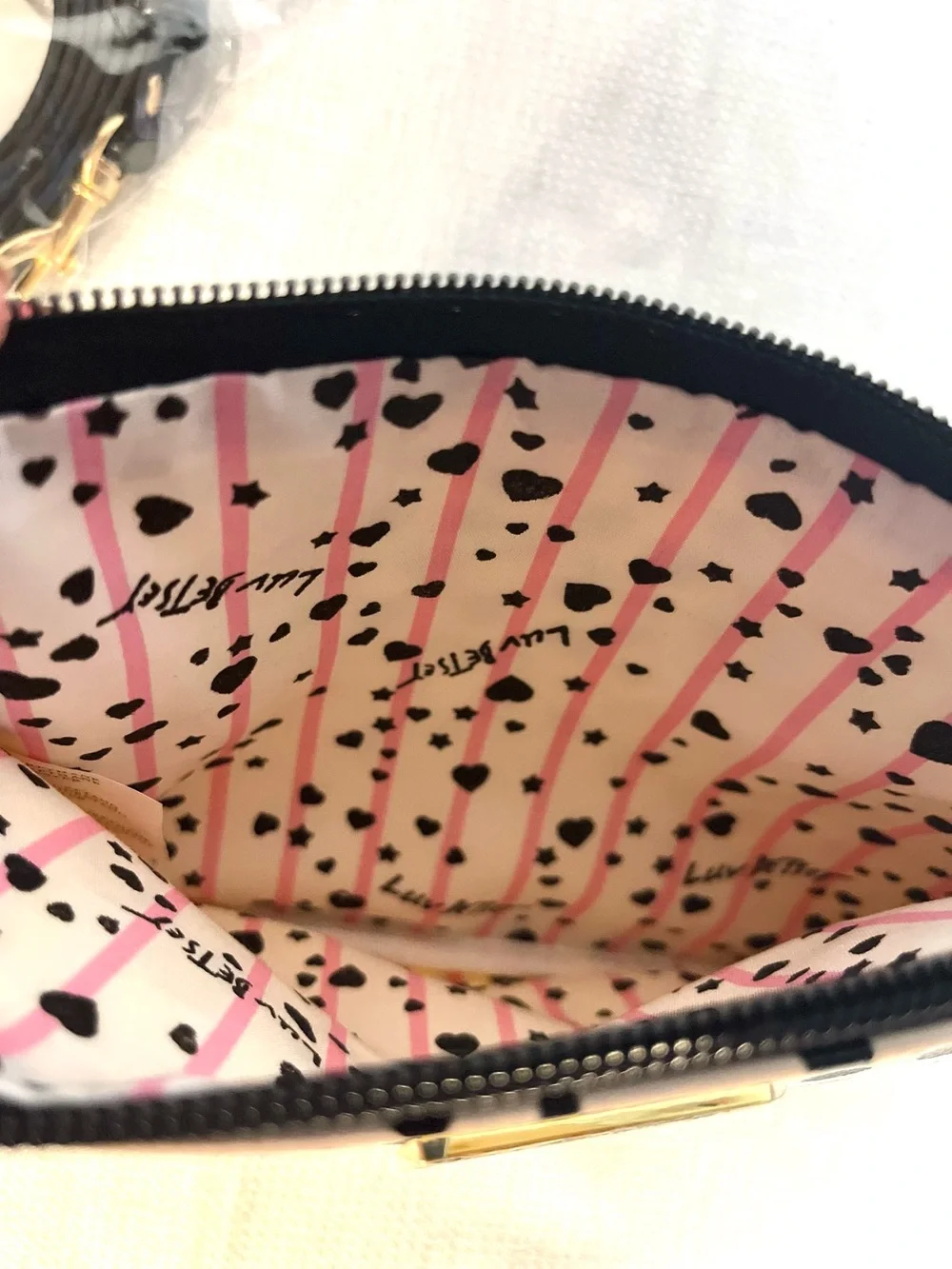 Betsey Johnson Luv Betsey Black & White Spotted Wristlet Clutch Crossbody Bag
